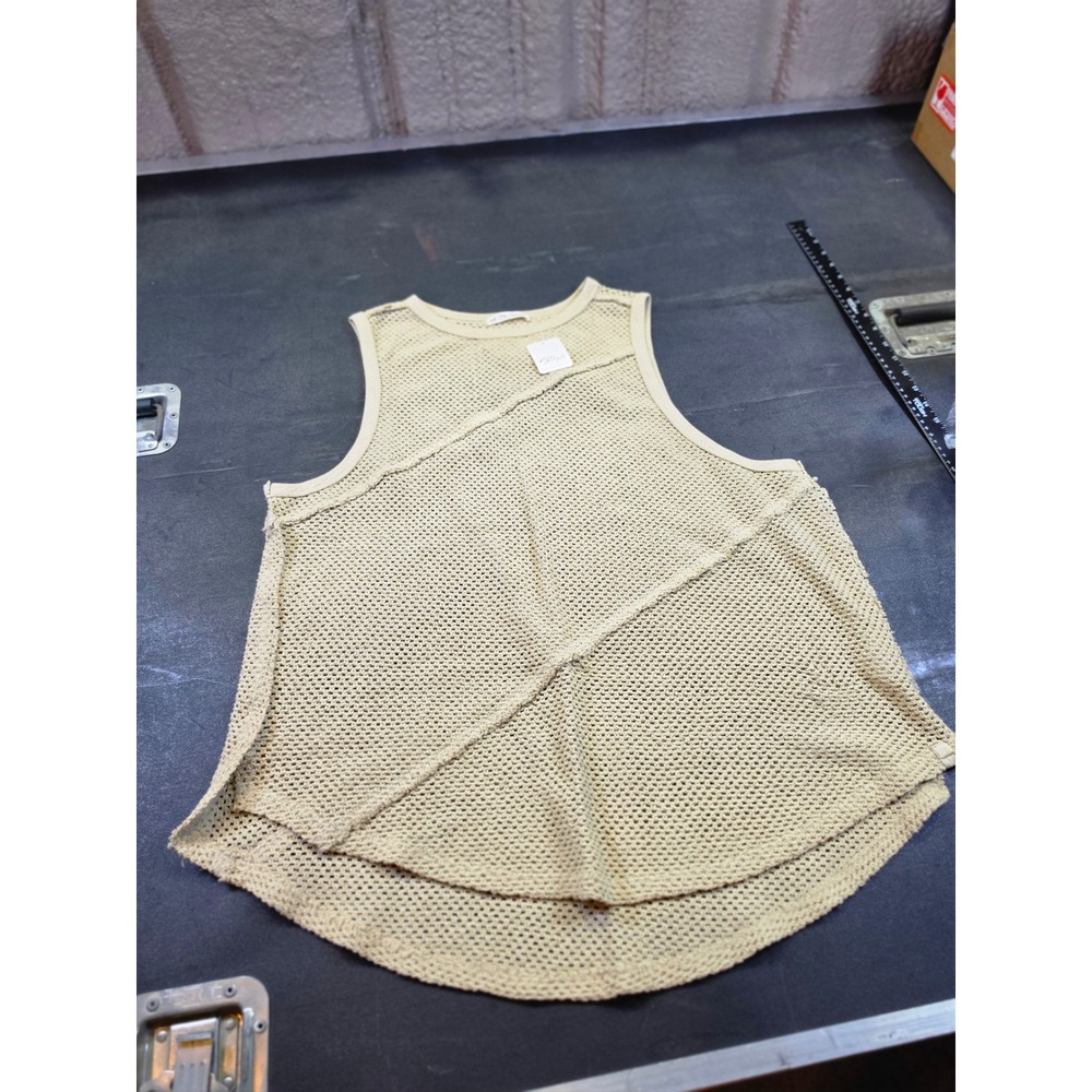 We The Free Free People Dune Sand Shell Open Knit Crochet Tank Top Beige Large